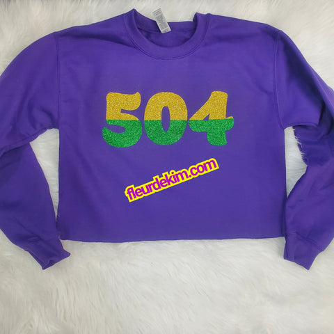 504 oversized fleece crop top purple