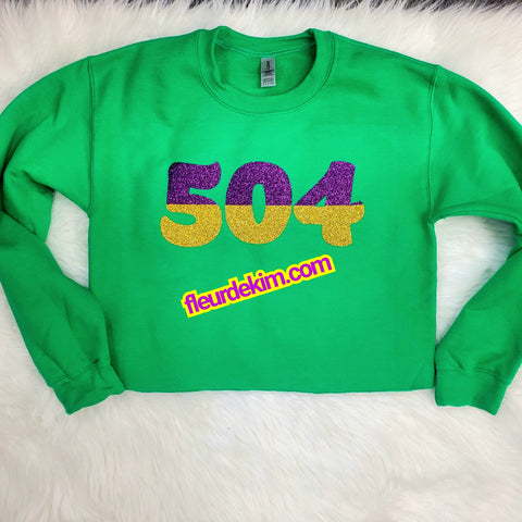 504 oversized fleece crop top green