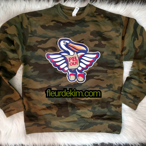 Pel Out logo "Poydras dat Soulja" camo sweatshirt