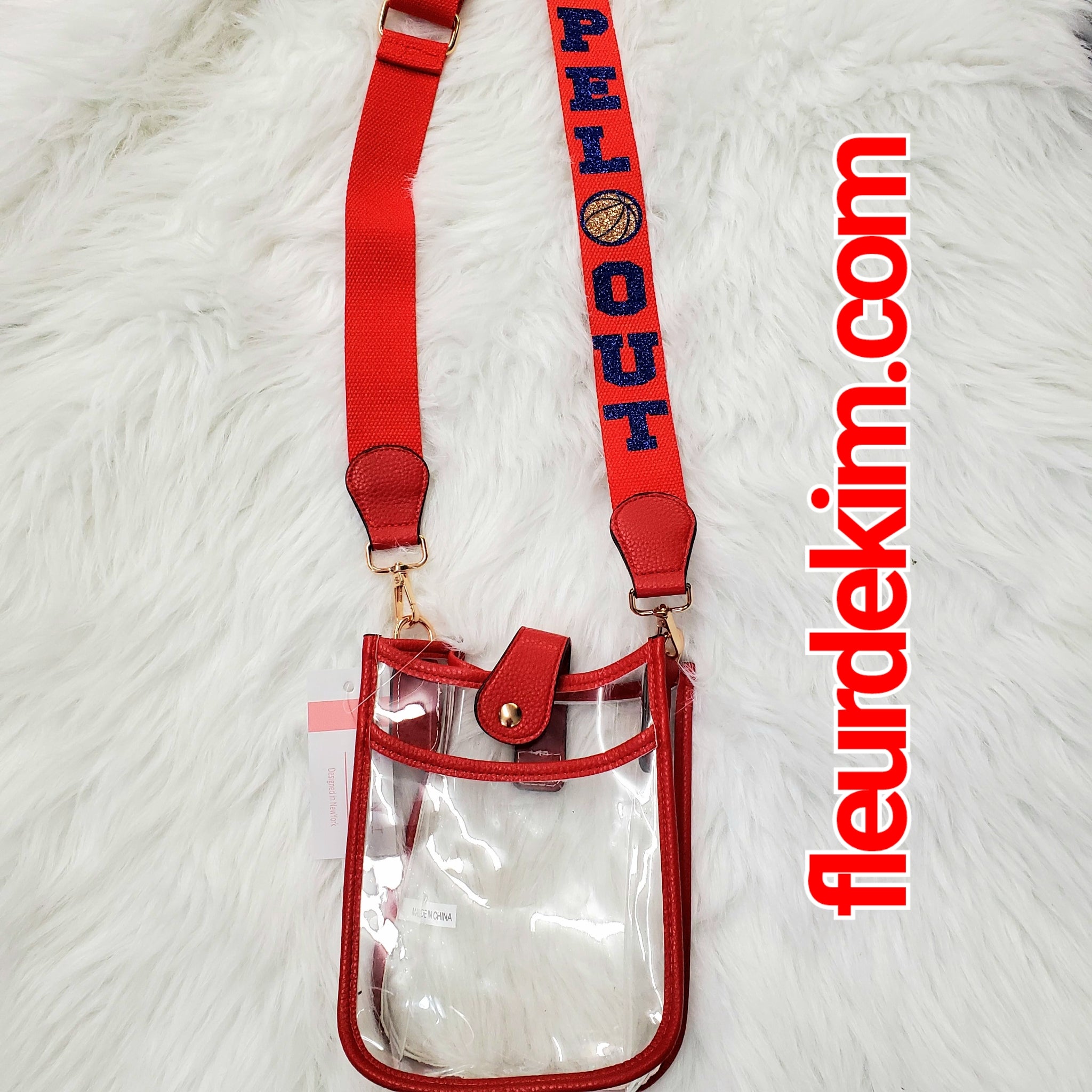Pel Out red/blue/gold crossbody bag with straps (no zippers)