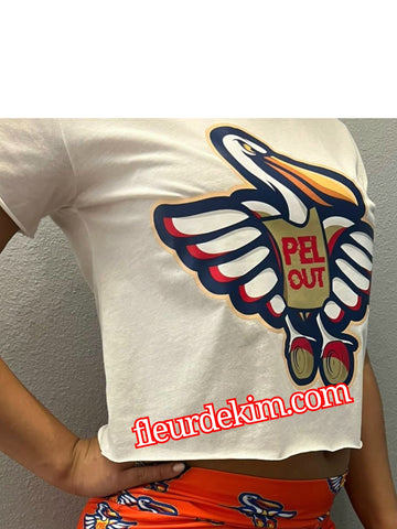 Pel Out ™️ logo crop top white