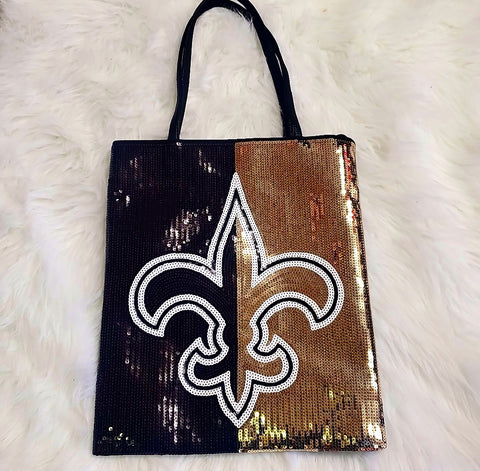 Sequin fleur de lis XL tote bag style 1