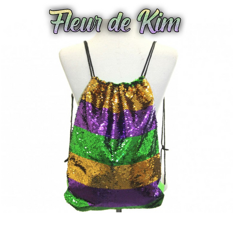 *Sequin* Mardi Gras drawstring backpack