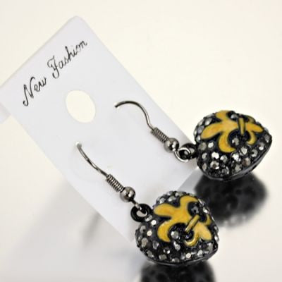 black n gold heart charm earrings